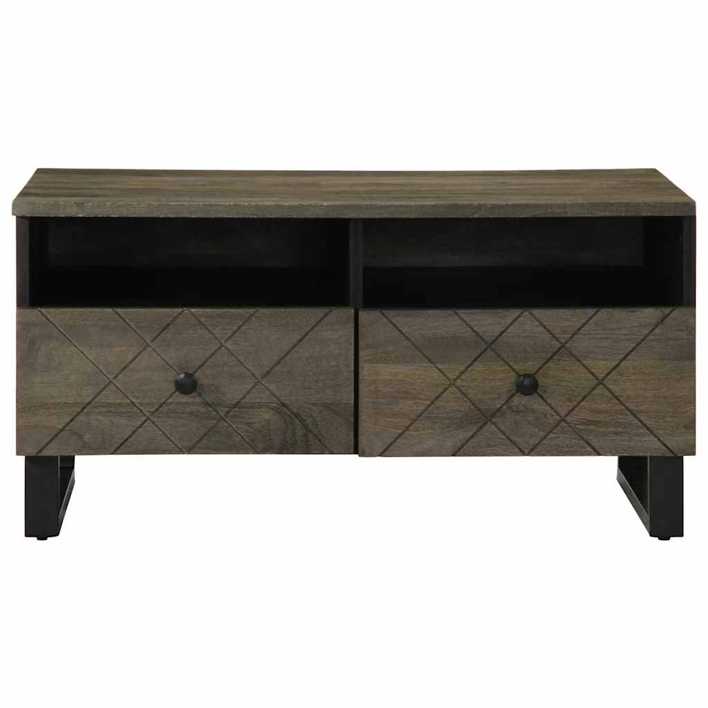 Mesa De Centro Madera Maciza De Mango Negra 80x54x40 Cm_1