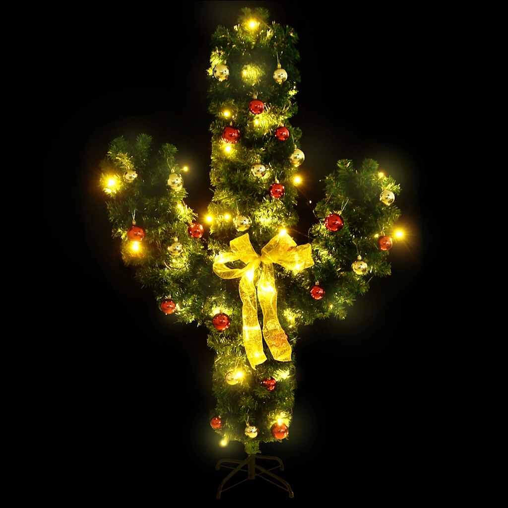 Vidaxl Cactus De Navidad Con Soporte Y Leds Verde 150 Cm Pvc_1