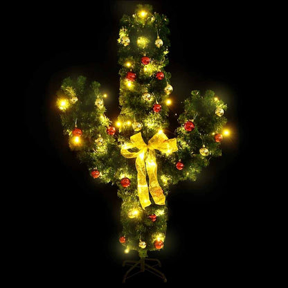 Vidaxl Cactus De Navidad Con Soporte Y Leds Verde 150 Cm Pvc_1