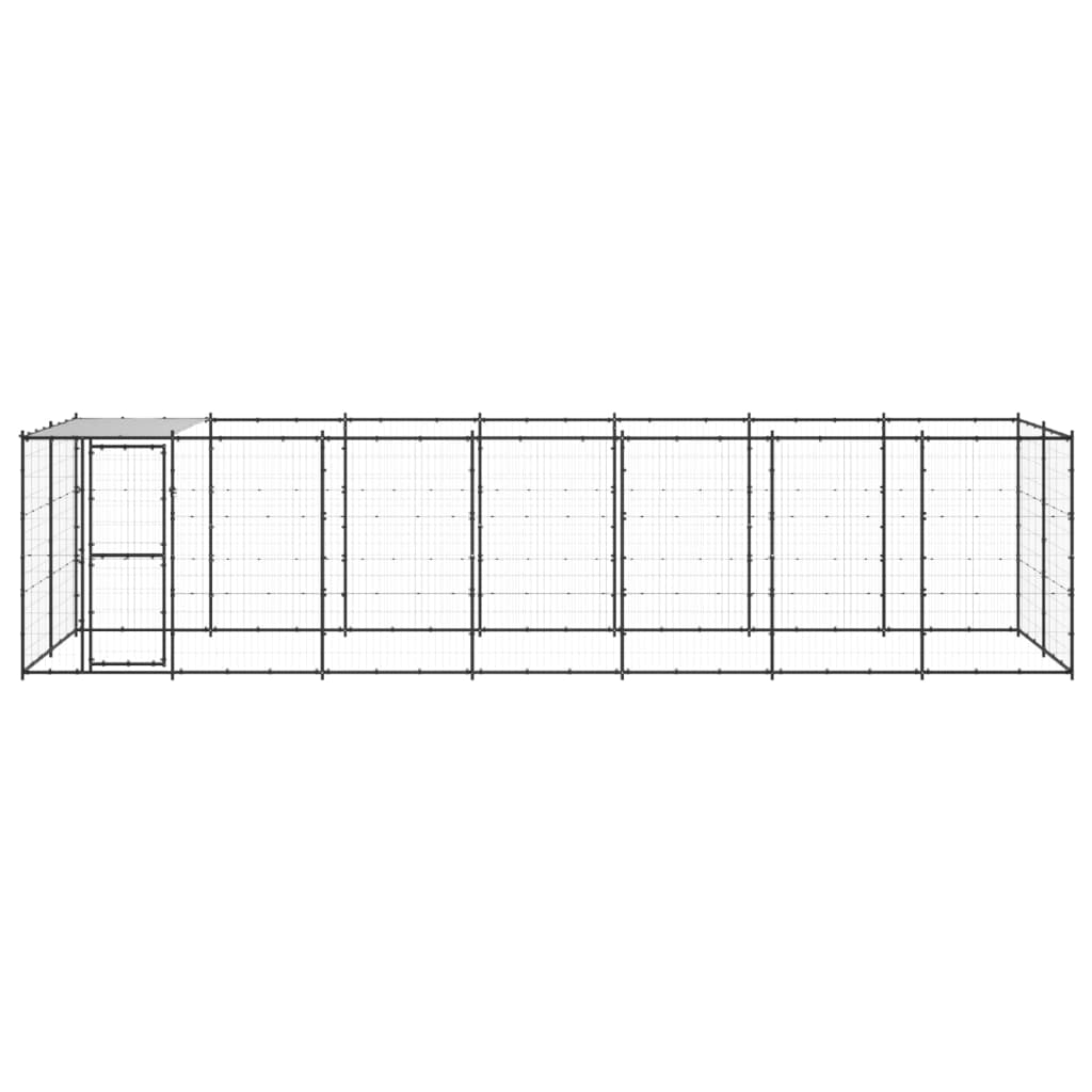 Vidaxl Perrera De Exterior De Acero Con Techo 16,94 M²_1