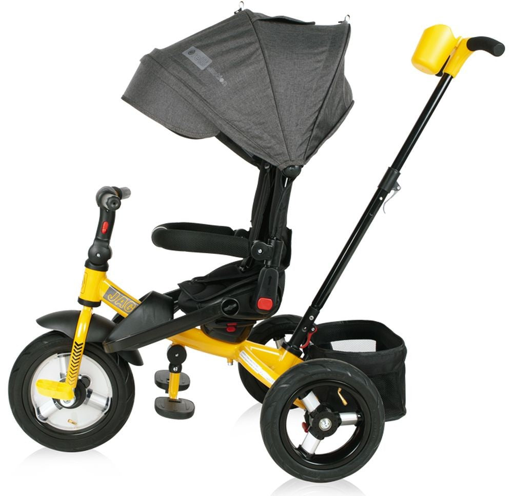 Triciclo Evolutivo Jaguar Con Capota , Asiento Giratorio 360º Y Ruedas Neumáticas Black Yellow_1