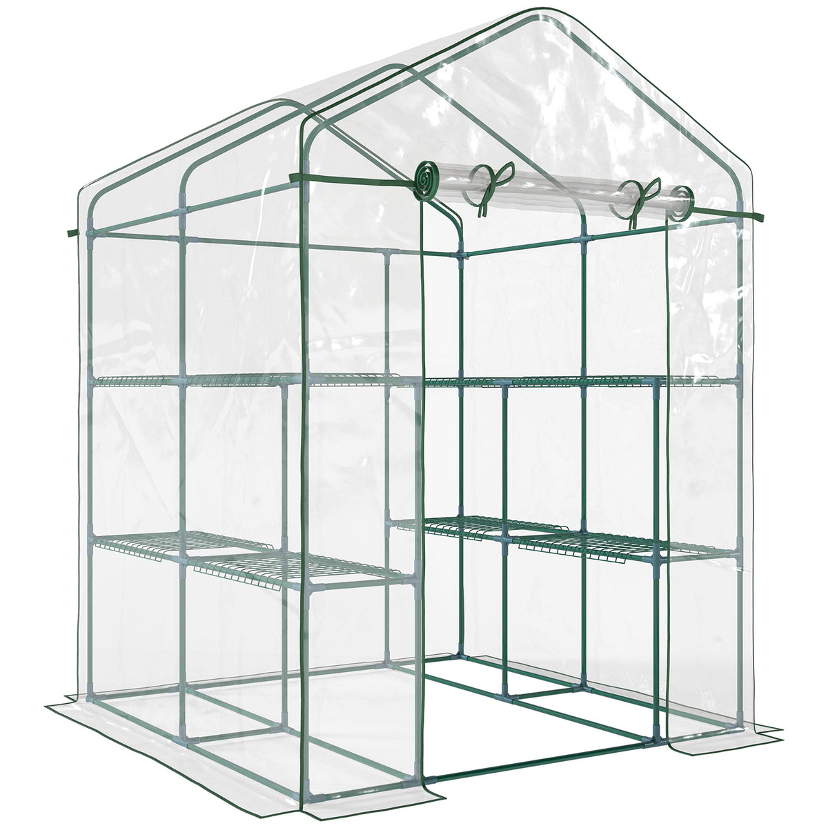 Invernadero Transparente Outsunny Transparente Y Verde 143x143x195cm_1