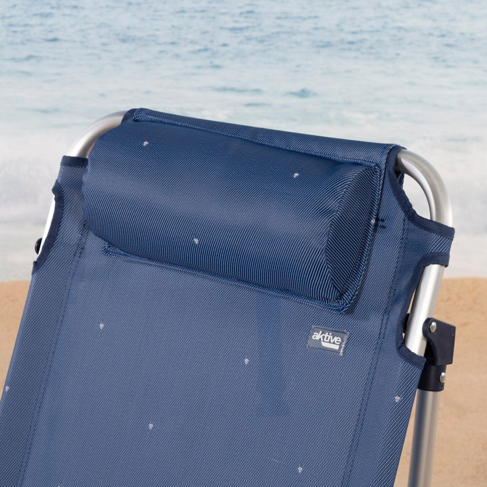 Silla De Playa Y Tumbona Baja Antivuelco 4 Posiciones Marino C/cojín Y Bolsillo Aktive_4