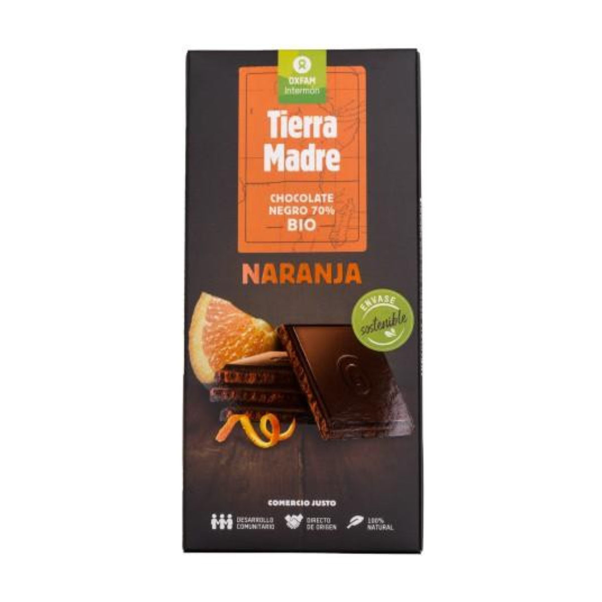 Tableta chocolate negro 70% Naranja Bio Tierra madre 100g