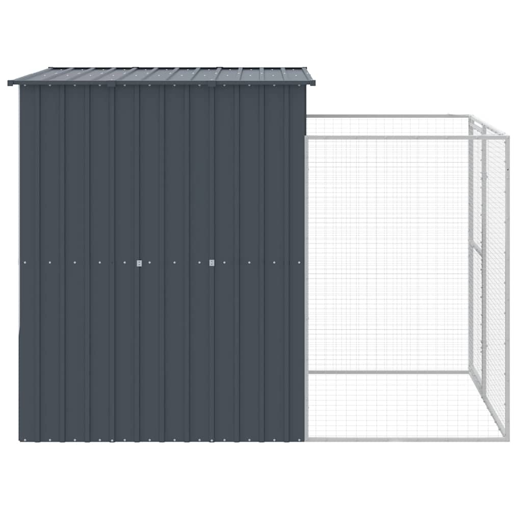 Caseta Perros Con Corral Acero Galvanizado Gris 165x251x181 Cm_3
