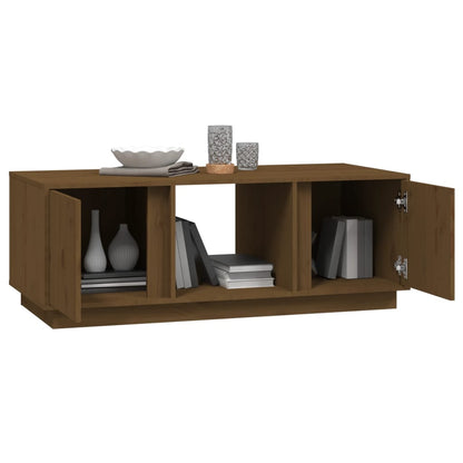 Mesa De Centro Madera Maciza De Pino Marrón Miel 110x50x40 Cm_2