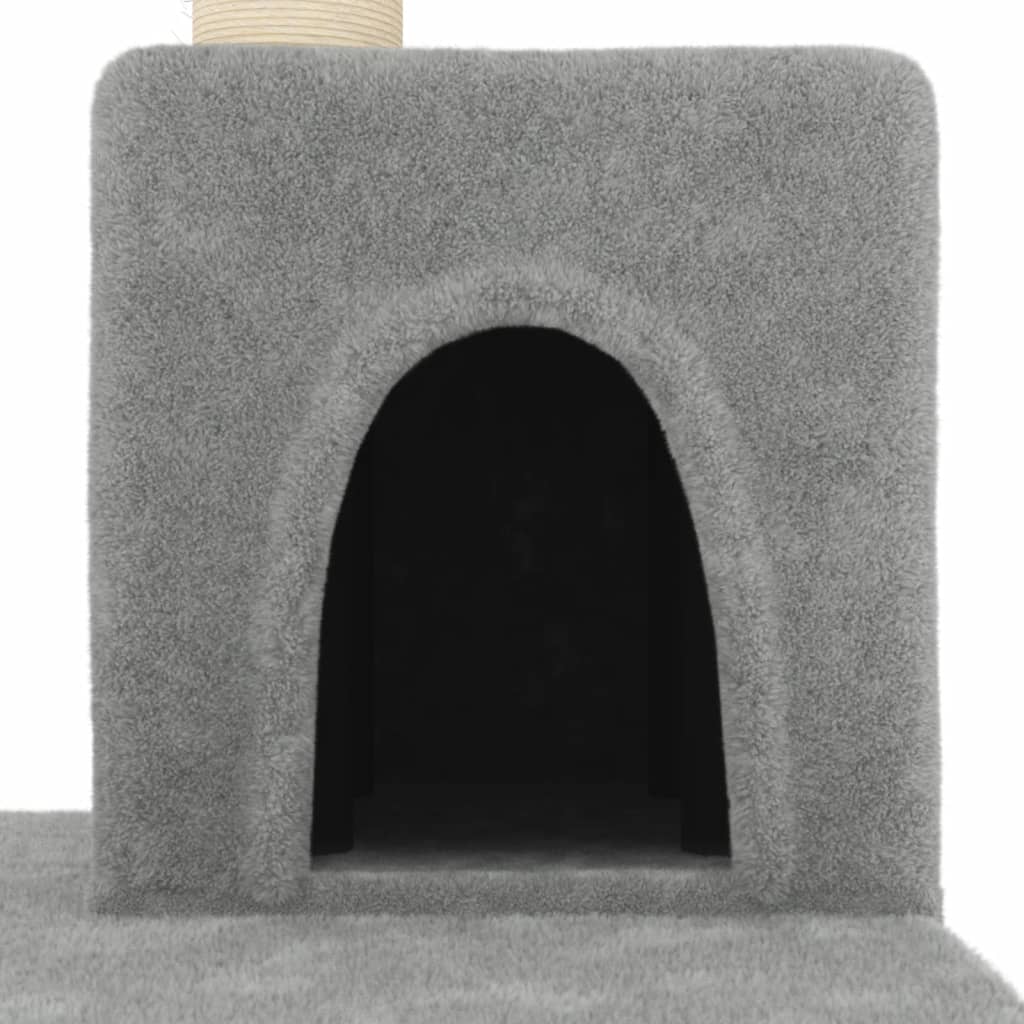 Rascador Para Gatos Con Postes De Sisal Gris Claro 123 Cm_5