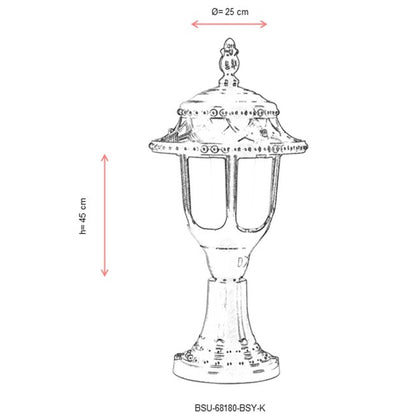 Aplique De Suelo Recto Para Exterior, Abs , Negro, 25x25x45, Casquillo E 27 Max 60 W