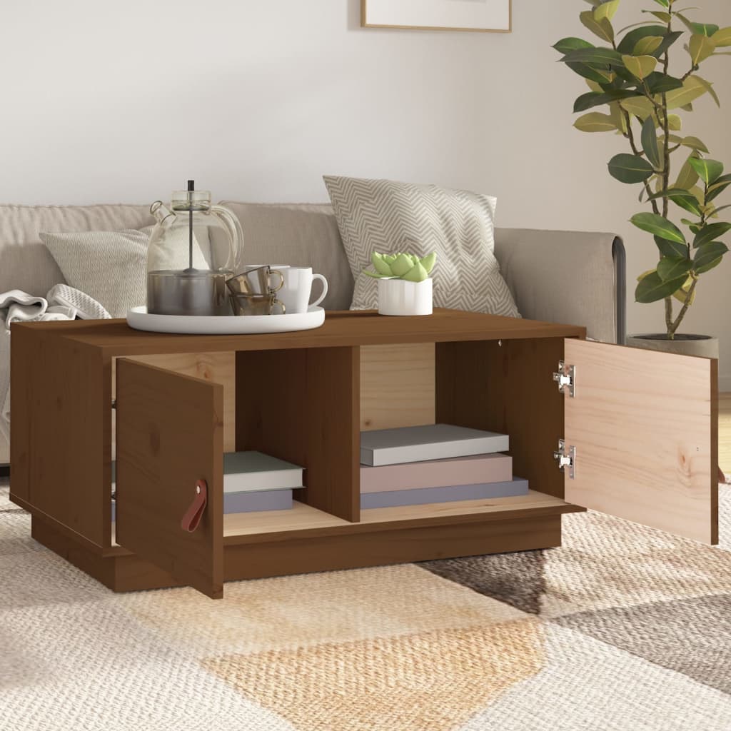 Mesa De Centro Madera Maciza De Pino Marrón Miel 80x50x35 Cm_1