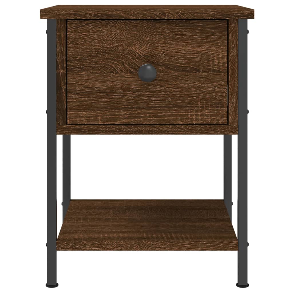 Mesita De Noche Madera De Ingeniería Marrón Roble 34x35,5x45 Cm_4