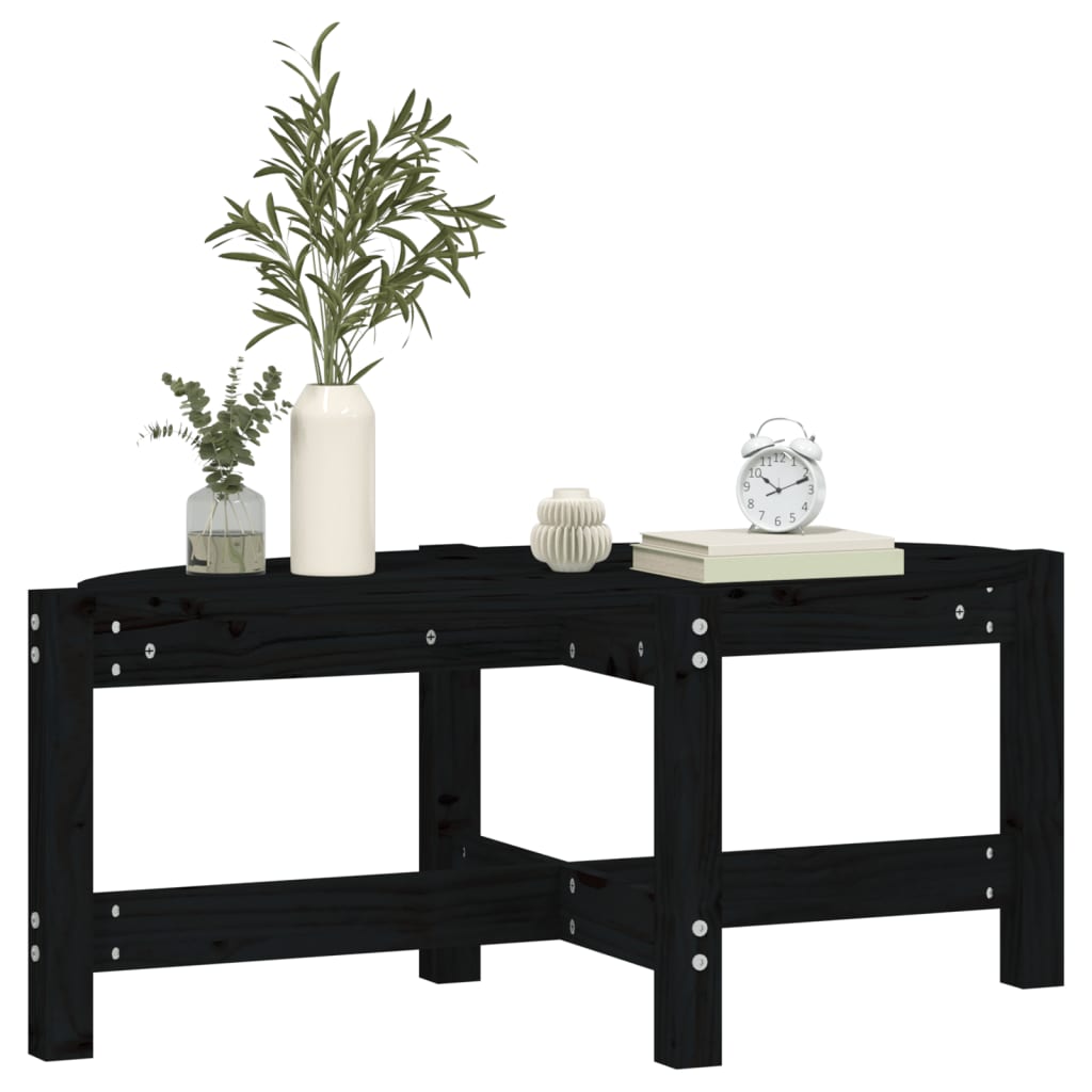 Mesa De Centro De Madera Maciza De Pino Negro 87x48x35 Cm_2