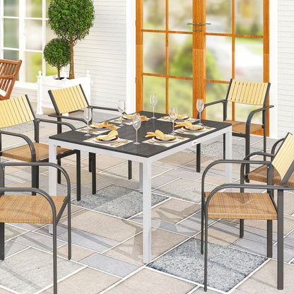 Outsunny Mesa De Comedor De Jardín Rectangular Con Estructura De Aluminio Negro_1