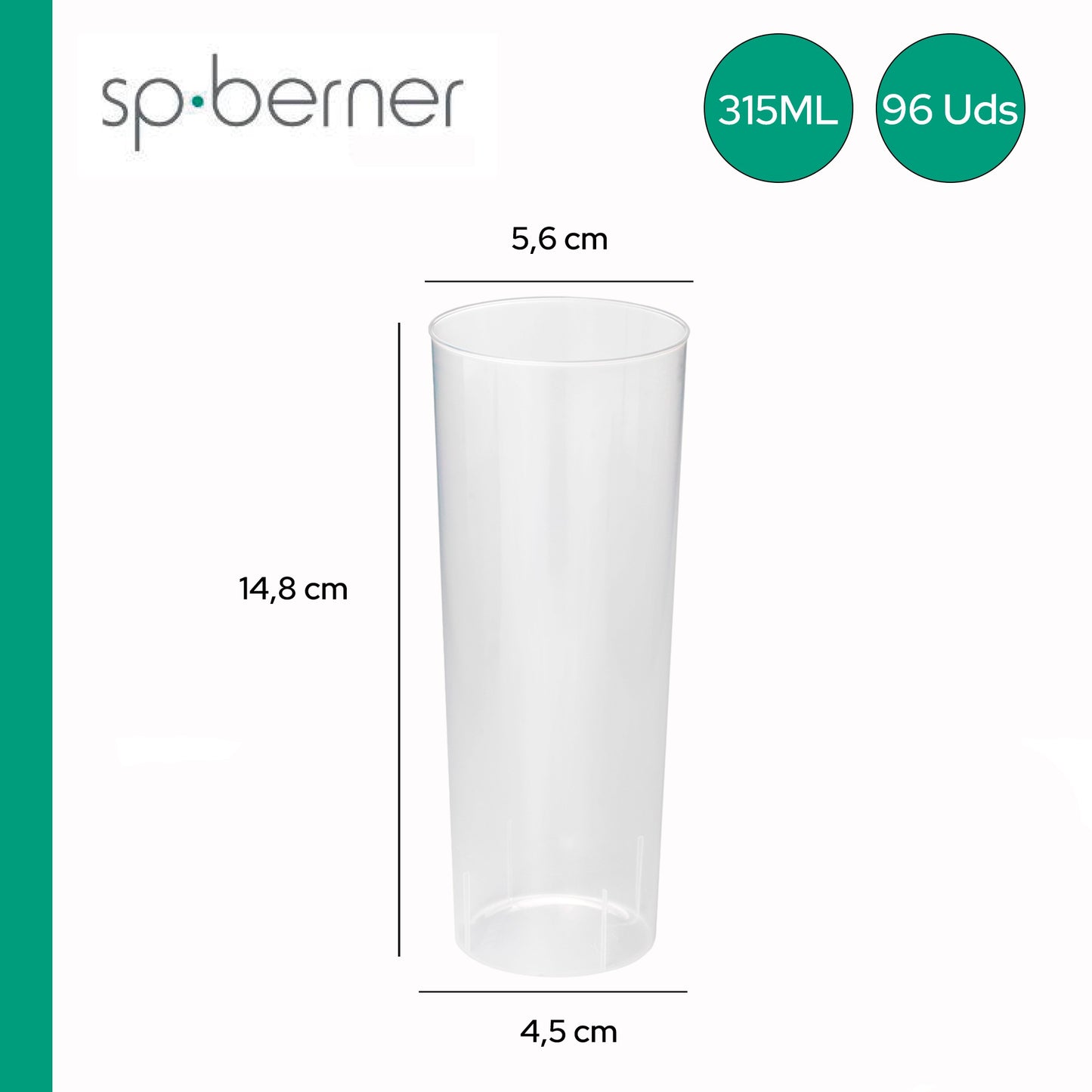 Pack De 96 Vasos Tubo Reutilizable 315ml