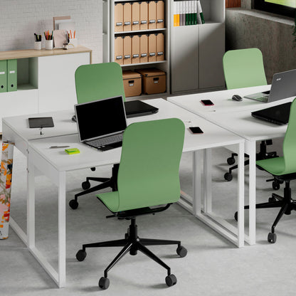 Escritorio Mesa De Ordenador Oficina Estudio, Patas Estructura Metálica Industrial 76x135x60cm, Briebe, Smuk, Blanco_3