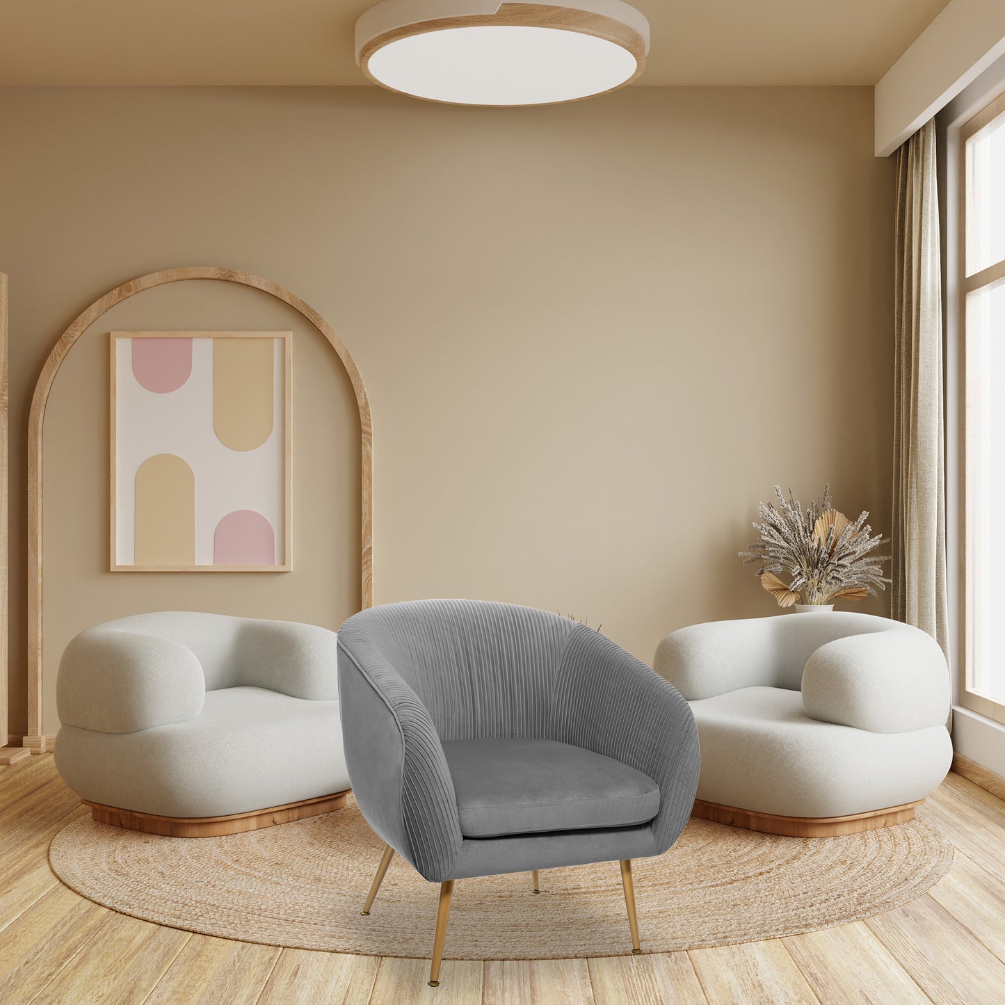 Well Home - Sillón solaro De Terciopelo Gris_2