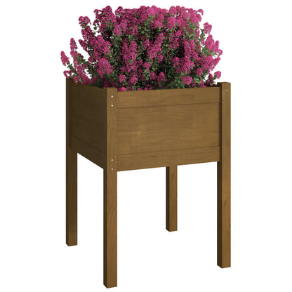 Jardineras 2 Uds Madera Maciza De Pino Marrón Miel 50x50x70 Cm_2