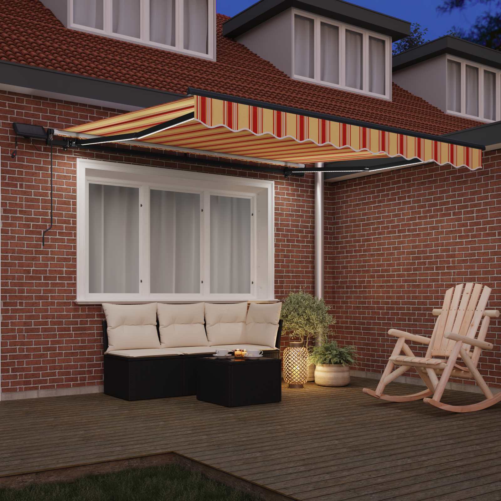 Toldo Retráctil Amarillo Y Naranja 300 X 250 Cm Tela Y Aluminio_2