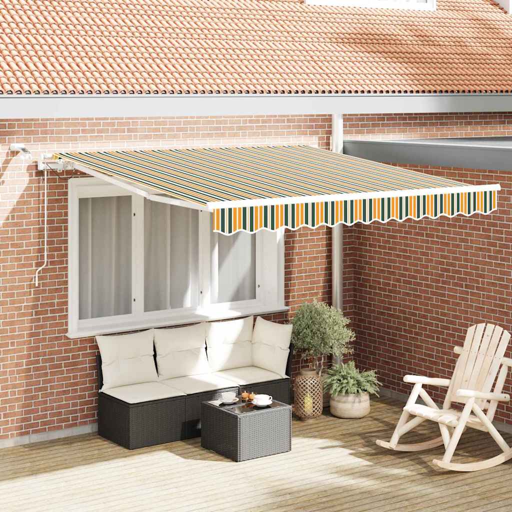 Toldo Retráctil Verde Y Amarillo 350 X 250 Cm Poliéster_1