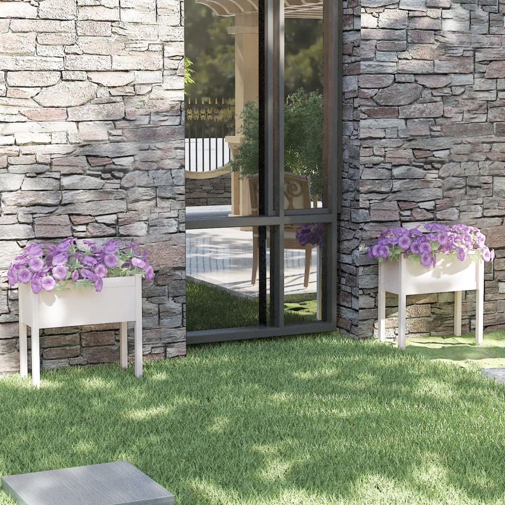 Jardineras 2 Uds Madera Maciza De Pino Blanco 70x31x70 Cm_1