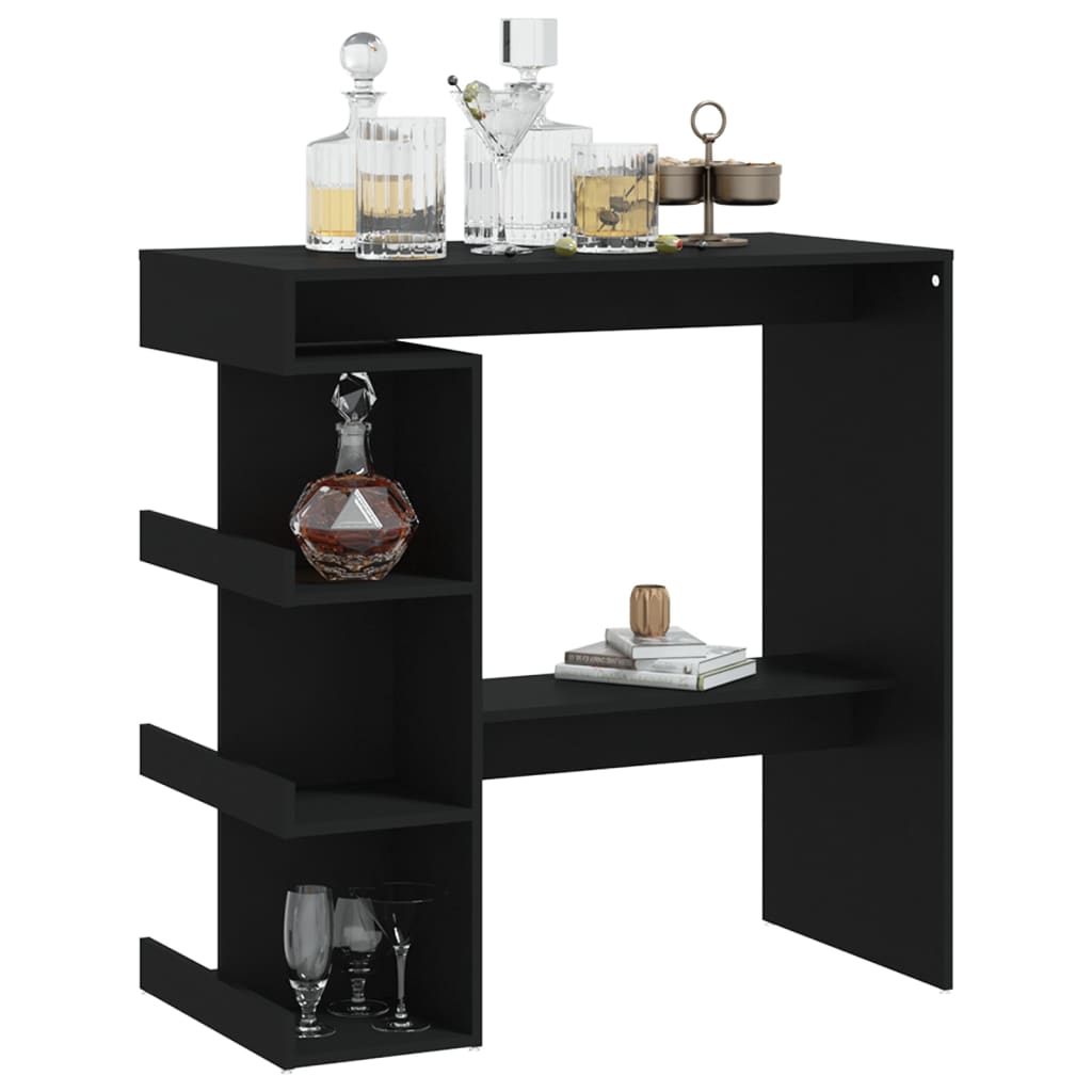 Mesa Bar Estante Almacenaje Contrachapada Negro 100x50x101,5 Cm_2