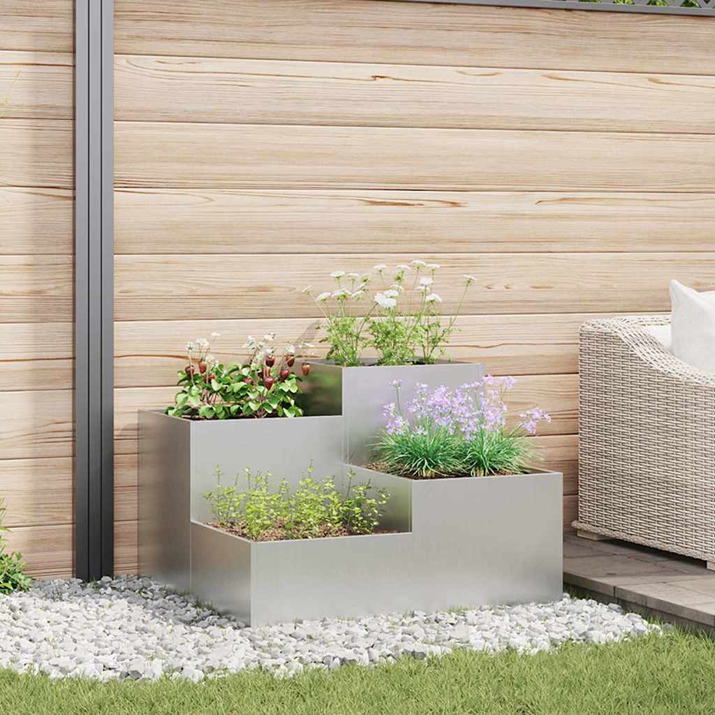 Maceta Para Jardín Plateado 100 X 100 X 60 Cm Acero Galvanizado_1