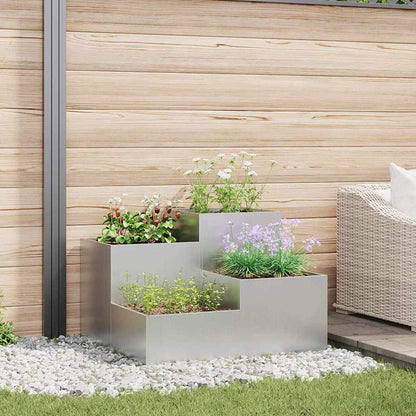 Maceta Para Jardín Plateado 80 X 80 X 60 Cm Acero Galvanizado_1