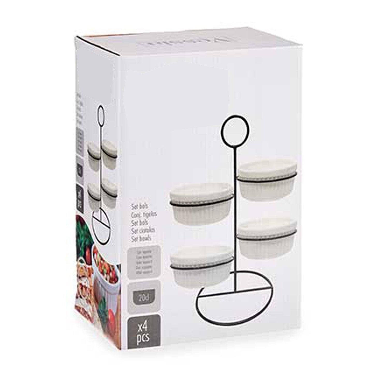 Set 4 Bols Redondo Blanco Con Estante Me Colección Vessia_4