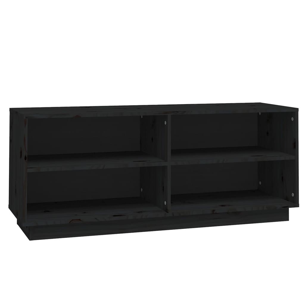 Armario Zapatero De Madera Maciza De Pino Negro 110x34x45 Cm / Vetonek_0