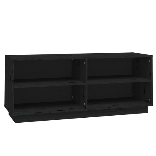 Armario Zapatero De Madera Maciza De Pino Negro 110x34x45 Cm / Vetonek_0