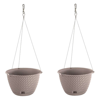 2x Maceta Redonda Colgante 3l Prosperplast Splofy De Plastico En Color Mocca, Ø23 X 14,5 Cm_0