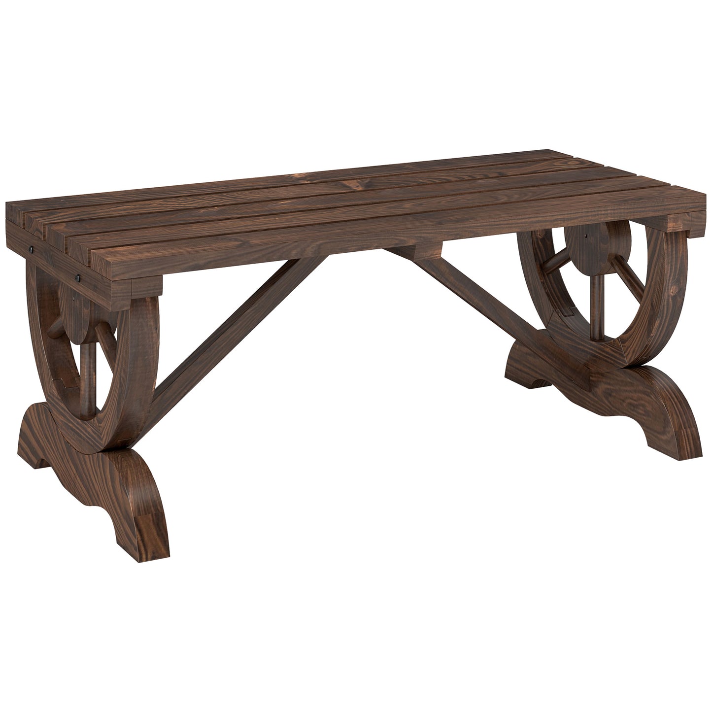 Outsunny Banco De Jardín Con Ruedas Decorativas 98x50x39,5 Cm Carbonizado_0