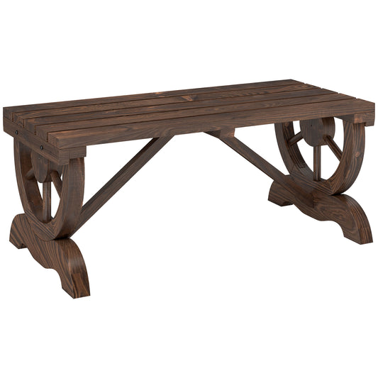 Outsunny Banco De Jardín Con Ruedas Decorativas 98x50x39,5 Cm Carbonizado_0