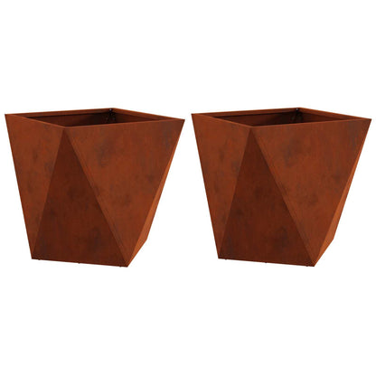 Jardinera 2 Pcs Oxidado 40 X 40 X 40 Cm Acero Autopatinable_0