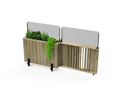 Kit Jardinera Alta De Madera Con Barandilla Y Cortavientos 40 Cm 100x24x80 Cm Hortalia_0