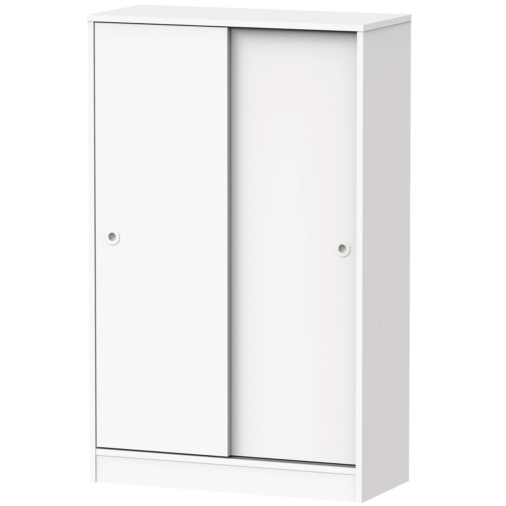 Armario Dormitorio, Multiusos, Baño, Mueble Cocina, Zapatero 2 Puertas Correderas 120x74x33 Cm, Briebe, Nova, Blanco
