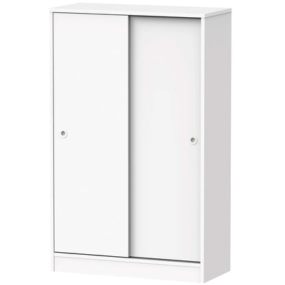 Armario Dormitorio, Multiusos, Baño, Mueble Cocina, Zapatero 2 Puertas Correderas 120x74x33 Cm, Briebe, Nova, Blanco