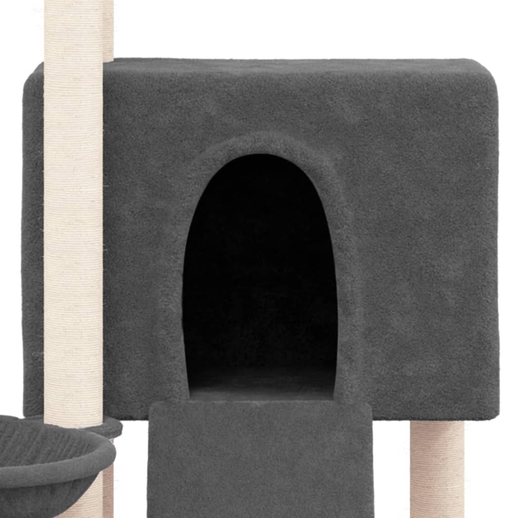 Rascador Para Gatos Con Postes De Sisal Gris Oscuro 96 Cm_5