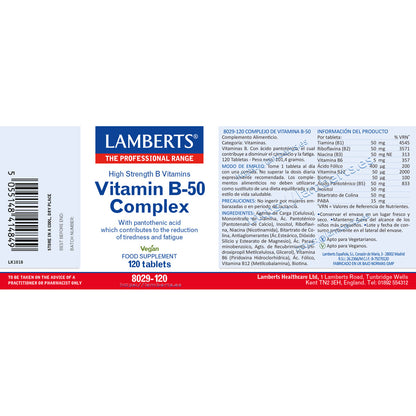 Complejo de Vitaminas B-50 Lamberts 120 tabletas