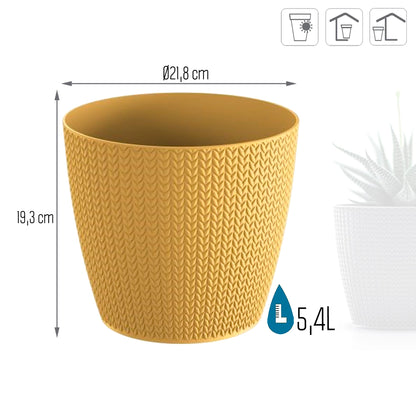 Maceta Wheaty 5,4l., Dimensiones (mm) 218x218x193, Color Mostaza