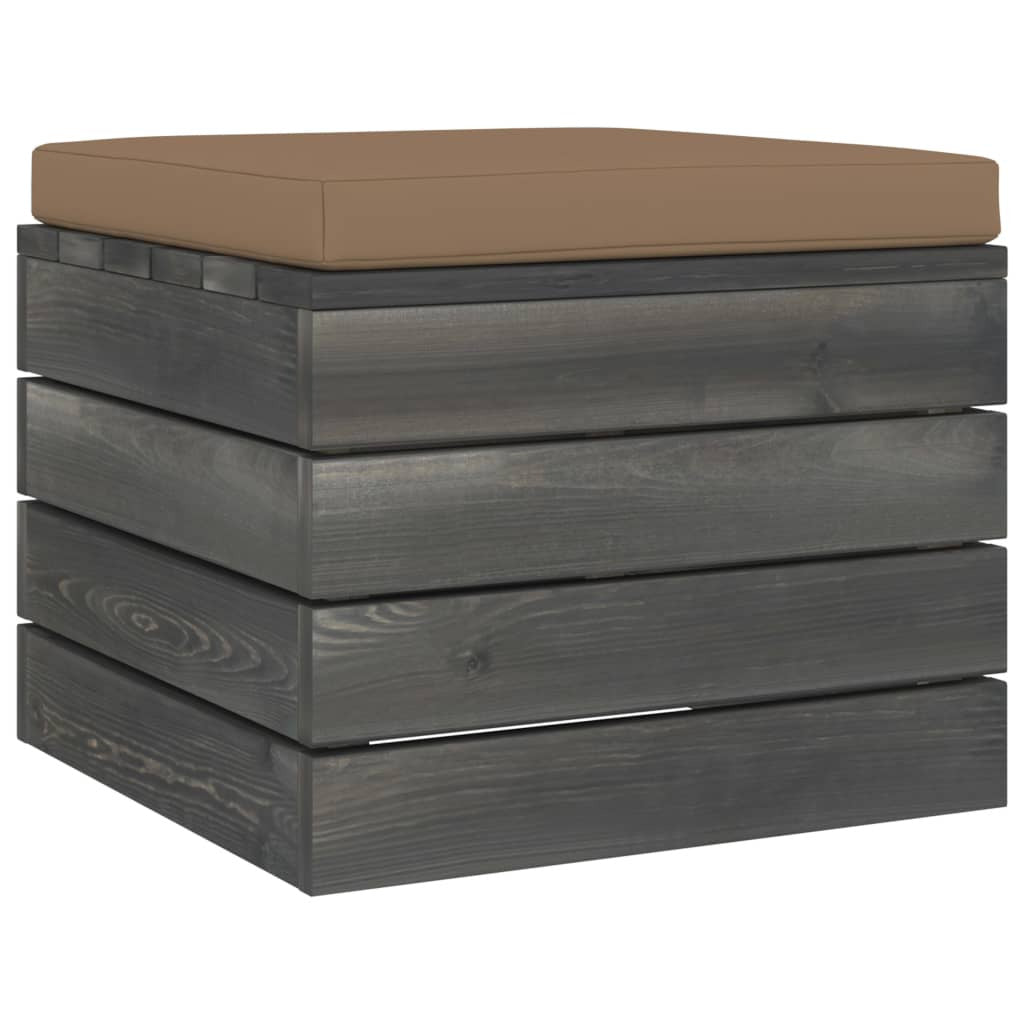 Vidaxl Otomanas De Palets De Jardín 2 Pzas Cojines Madera Maciza Pino_3