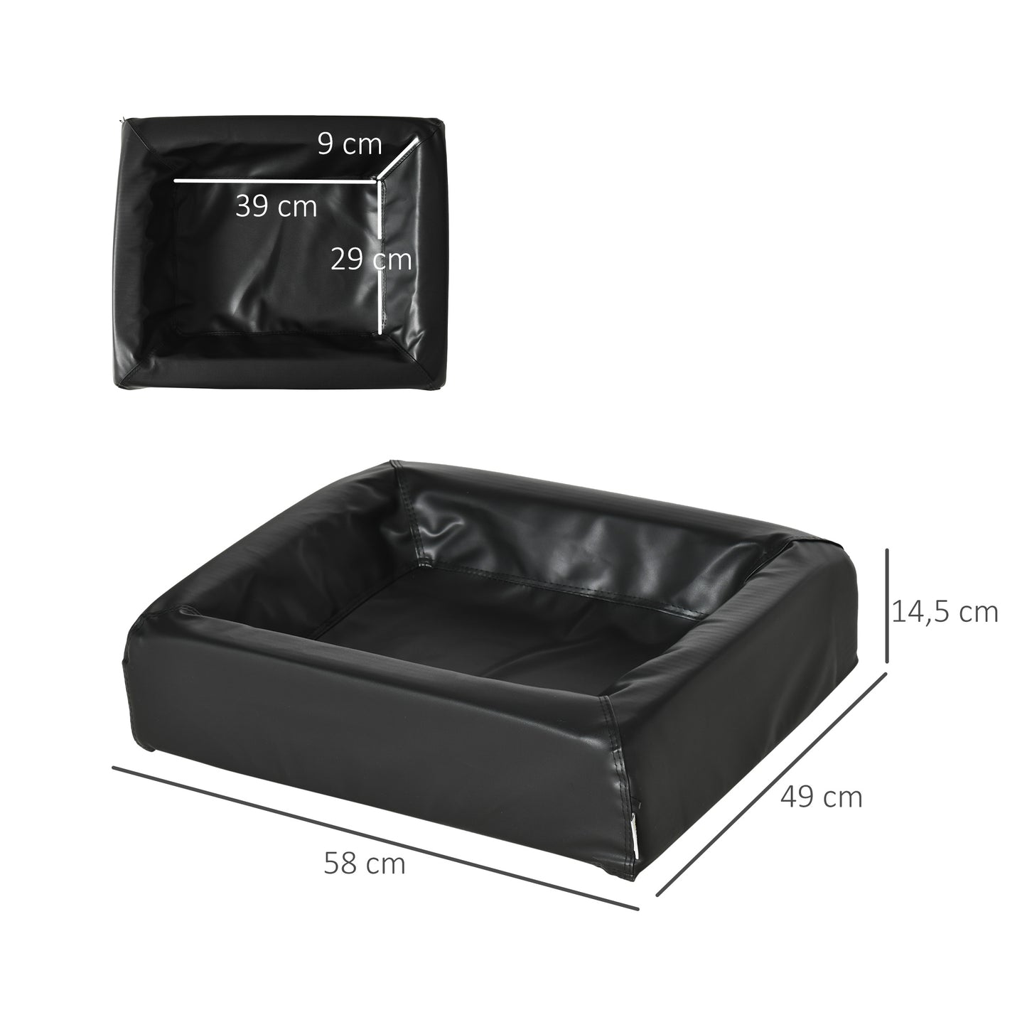 Pawhut Cama Para Perros Pequeños Lavable Con Cremallera 58x49x14,5 Cm Negro_2