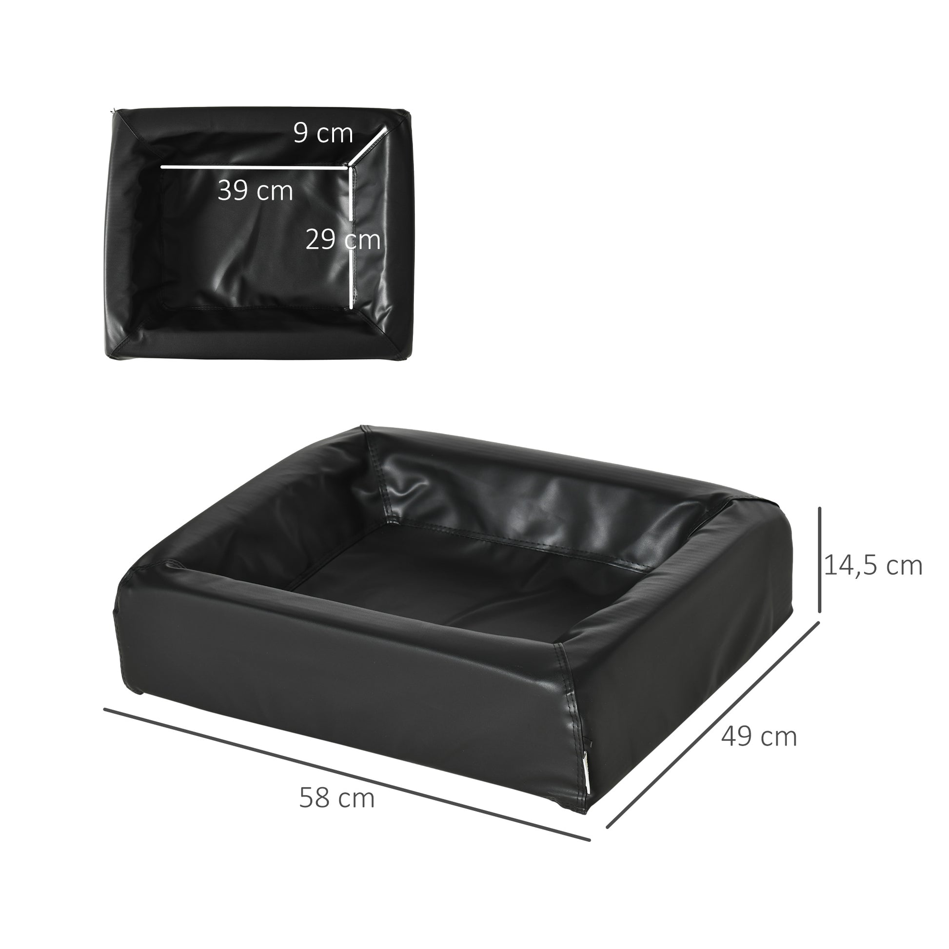 Pawhut Cama Para Perros Pequeños Lavable Con Cremallera 58x49x14,5 Cm Negro_2