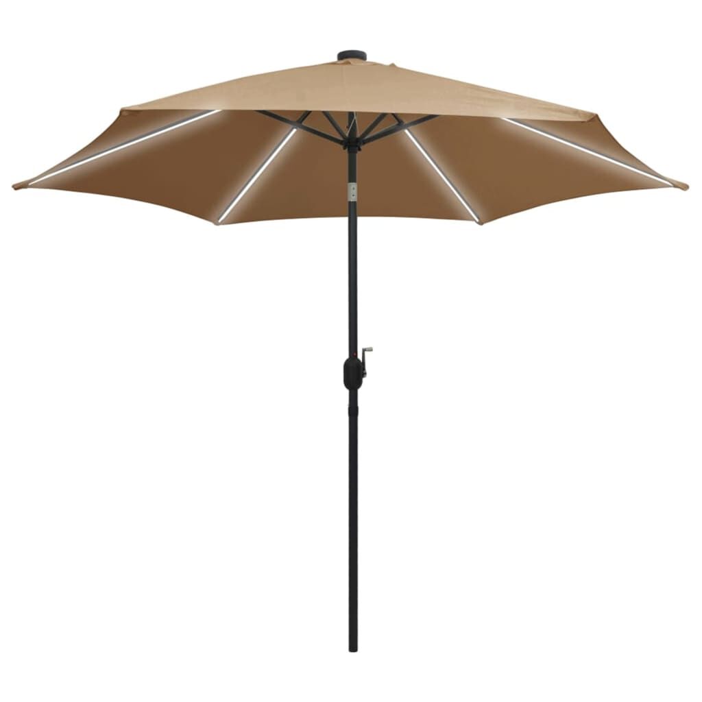 Vidaxl Sombrilla De Jardín Con Luces Led Palo De Aluminio Taupe 300 Cm_0