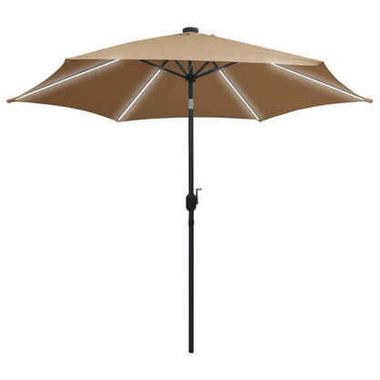 Vidaxl Sombrilla De Jardín Con Luces Led Palo De Aluminio Taupe 300 Cm_0