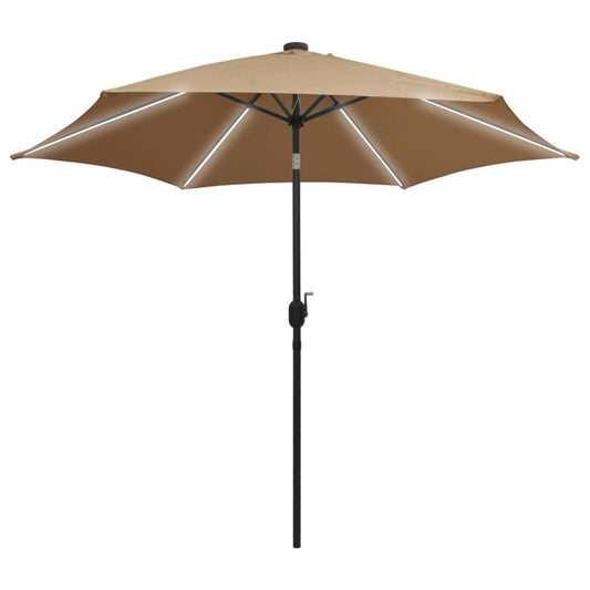 Vidaxl Sombrilla De Jardín Con Luces Led Palo De Aluminio Taupe 300 Cm_0