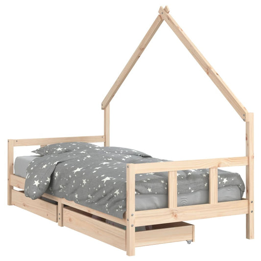 Vidaxl Estructura De Cama Para Niños Con Cajones Madera Pino 90x200 Cm_0