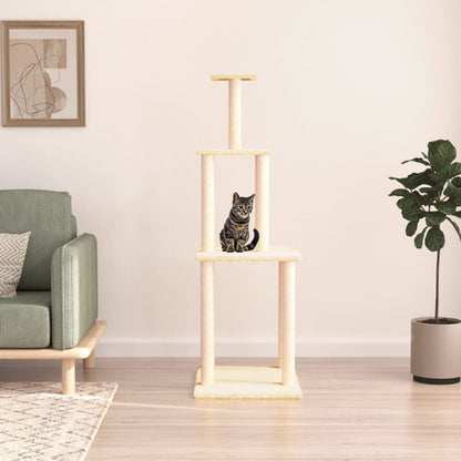 Vidaxl Rascador Para Gatos Con Postes De Sisal Color Crema 149 Cm_1