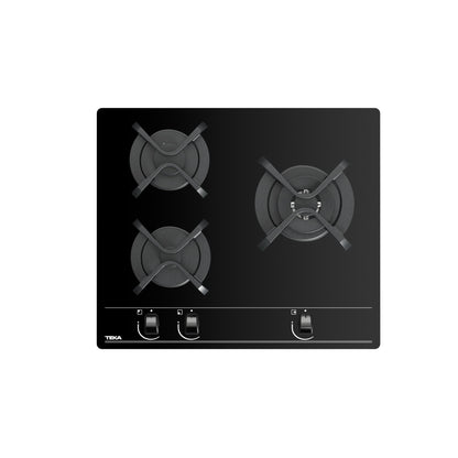 Placa de Gas 3 Zonas Teka GBC 63010 cristal templado Negro Gas Natural