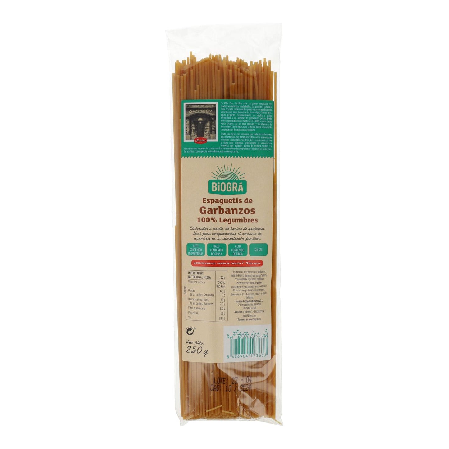 Espagueti de Garbanzos Biográ BIO 250 g