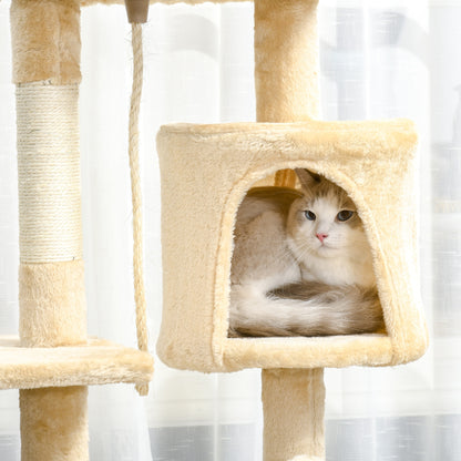 Pawhut Árbol Para Gatos Rascador Grande Con Plataformas Casetas Bolas De Juego_4